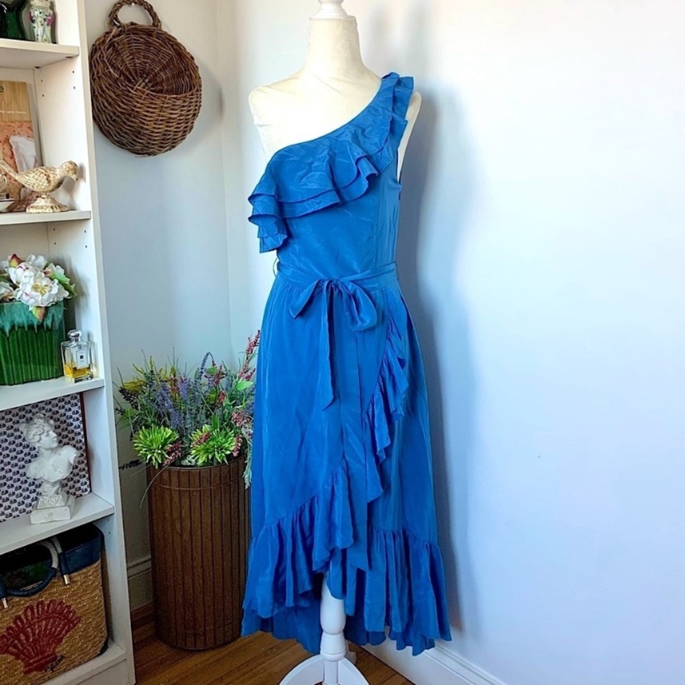 EUC Joie Damica Silk One Shoulder Ruffled Dress - size S